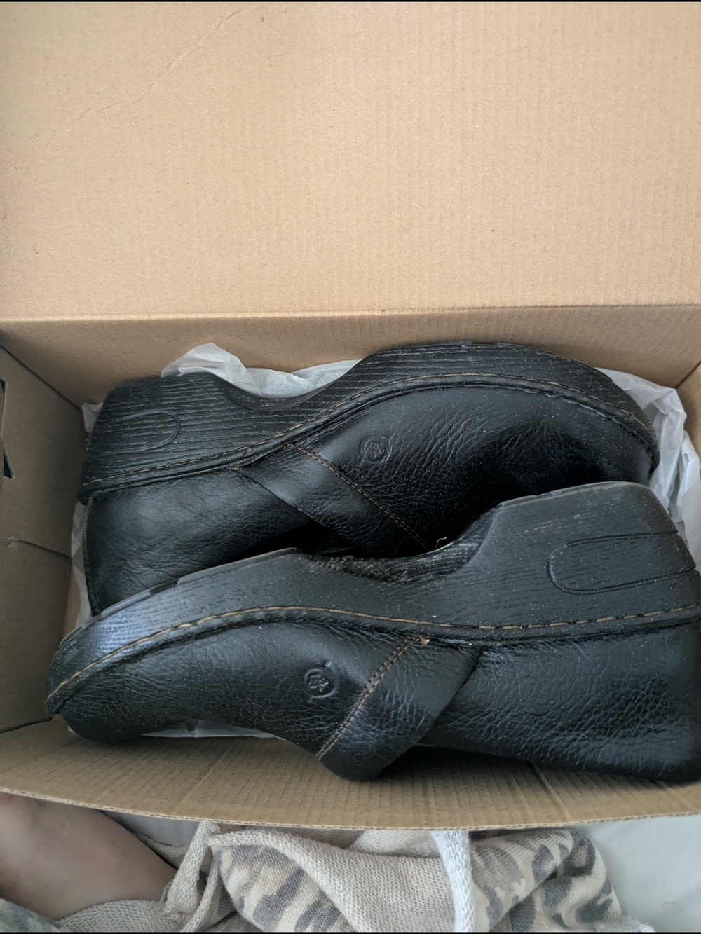 Women's Black Leather Slip-On Comfort Shoes